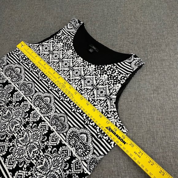 R&K Dress Black‎ White Red Round Neck Sleeveless Large Stretch Mandala Print - Picture 10 of 15